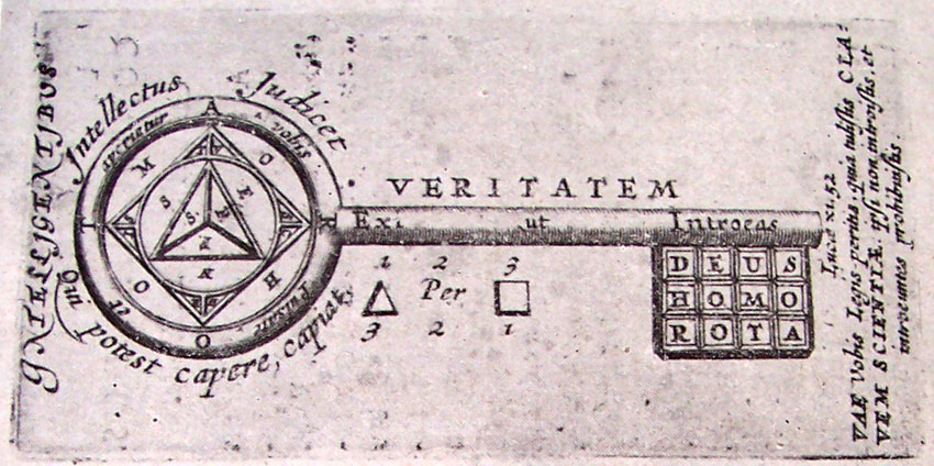Clavis absconditorum — la clef des choses cachées, frontispice hermétique