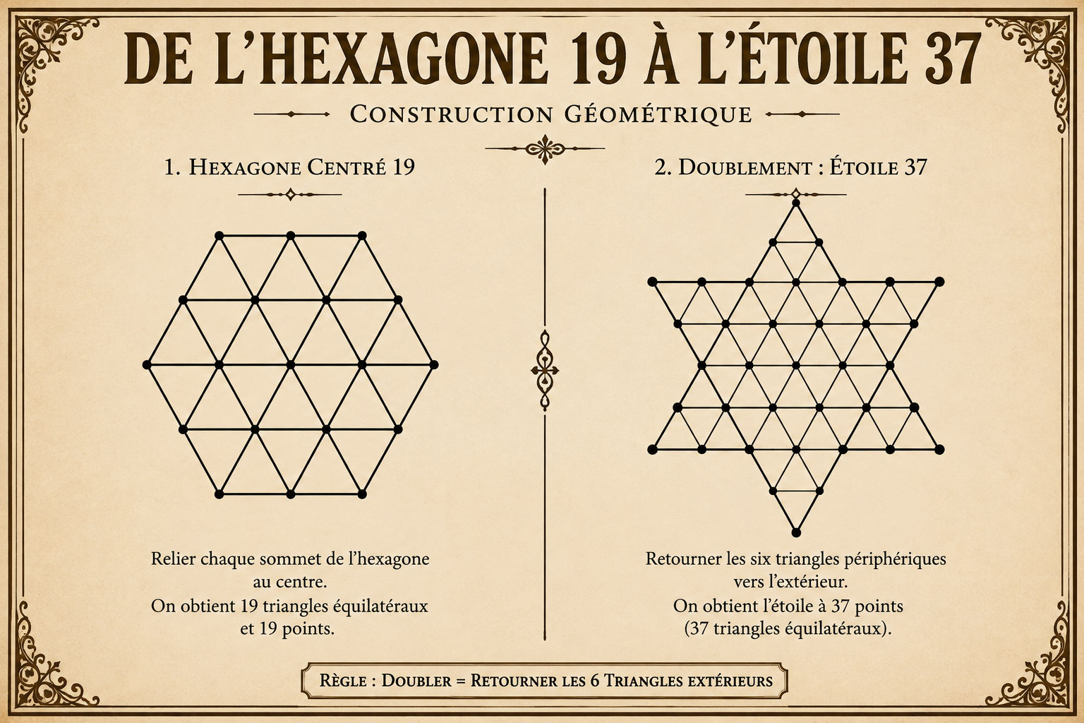 De l'hexagone centré 19 à l'étoile 37 — l'expansion