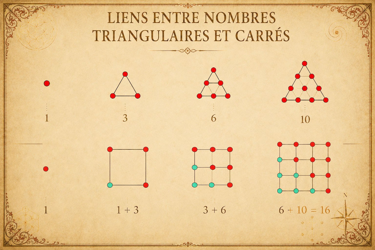 Nombres triangulaires et nombres carrés — le dénombrement des liens dans un groupe
