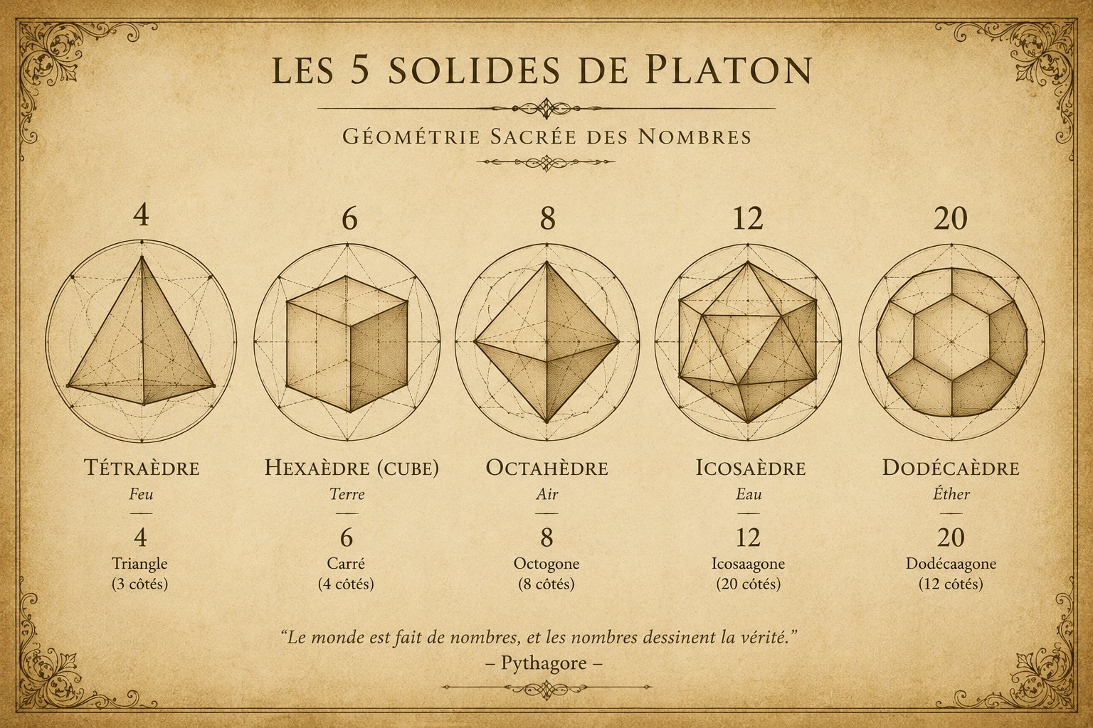 Les cinq solides de Platon en géométrie sacrée
