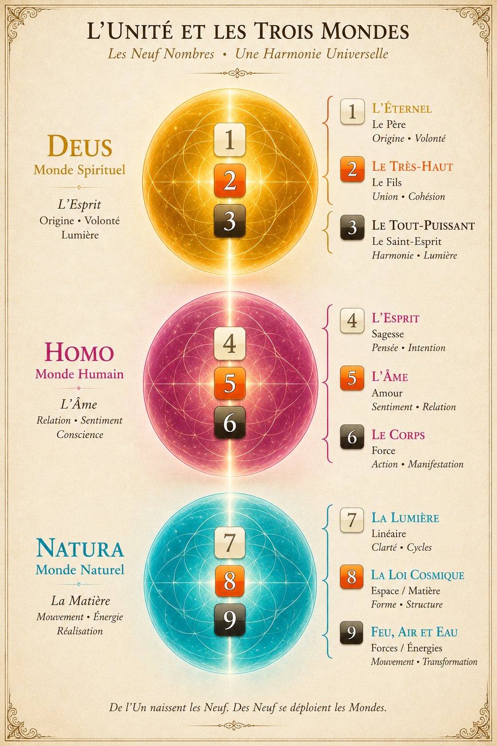 Les trois sphères des mondes : Deus, Homo, Natura