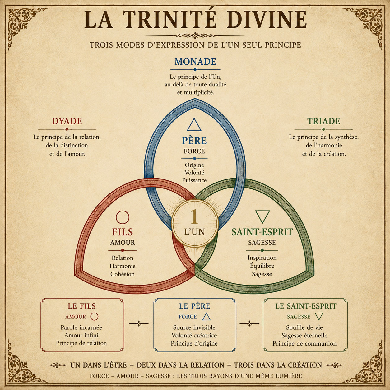 La Trinité Divine — trois modes d'expression du seul Principe