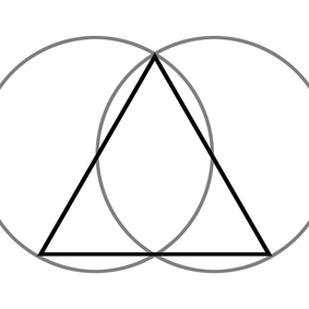 La construction du triangle dans la vesica piscis — deux cercles engendrent la figure